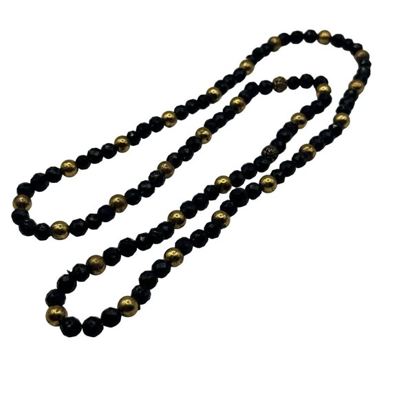 Black & Gold Beaded Necklace With Faceted Design & Unique Detailing - Picture 6 of 6
